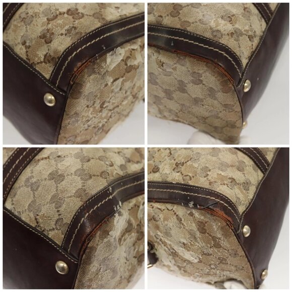 GUCCI GG Crystal Shoulder Bag Coated Canvas Brown Gold - Picture 16 of 16